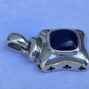 Sterling Silver 925 Lapis Lazuli Pendant features a square-shaped cabochon stone